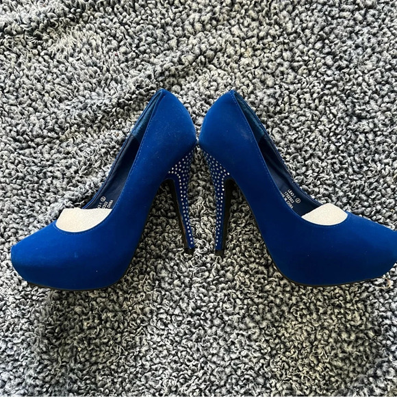 Shoes of Soul - Blue Crystal Studded Heels - Size 8 - Picture 5 of 8